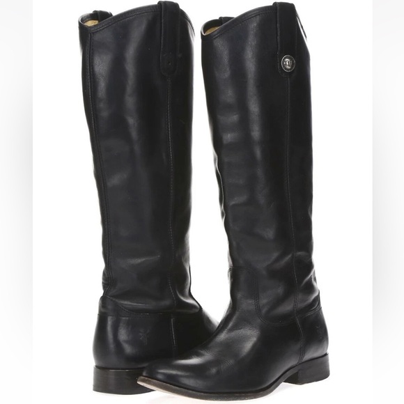 Frye Shoes - FRYE Melissa Black Leather Equestrian Riding Knee High Boots 7.5B Button Women's